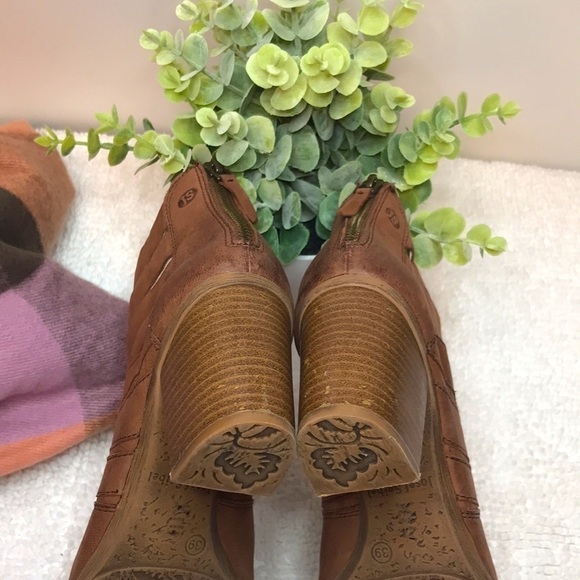 Josef Seibel Brown Leather Strappy Cutout Booties Size 9 Stacked Heel - Picture 11 of 12